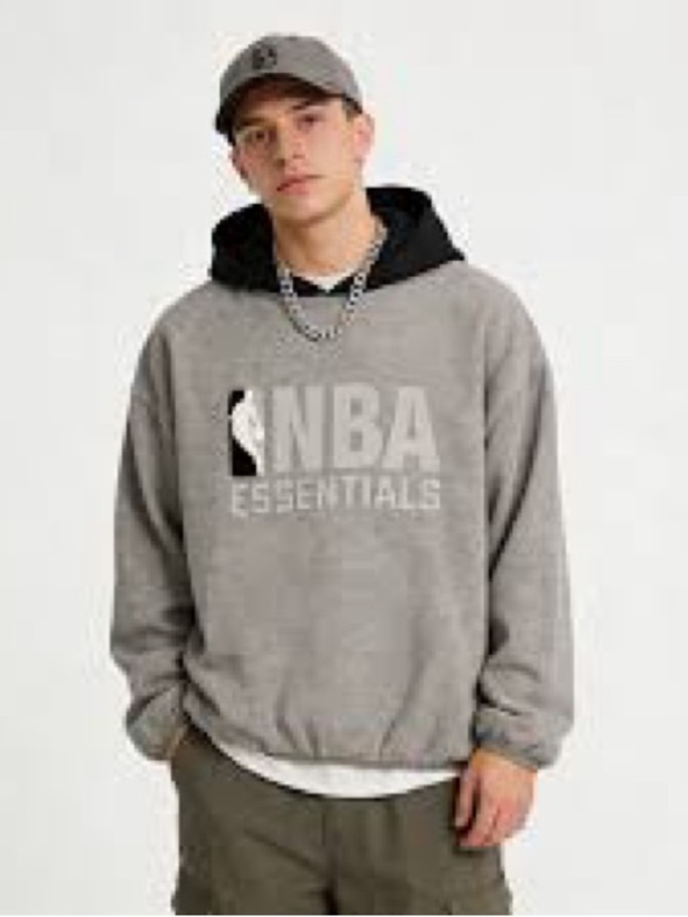 Fear of God Essentials NBA Gray Hoodie with Black Hood